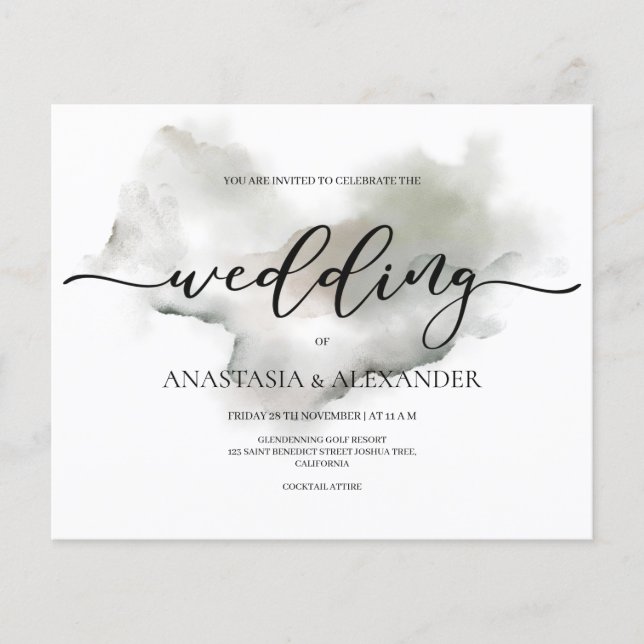 BUDGET/Elegant wedding invitation. Invitation Flye Flyer (Front)