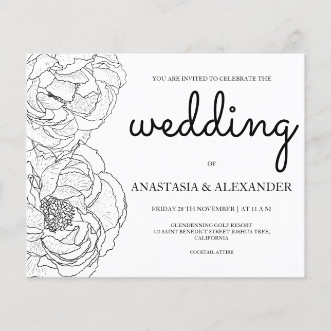 BUDGET/Elegant wedding invitation. Invitation Flye Flyer (Front)
