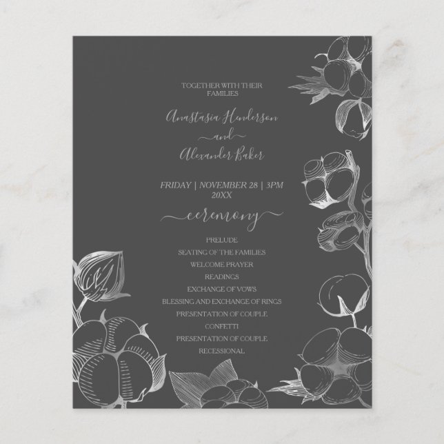 Budget elegant Wedding Program card. Flyer (Front)