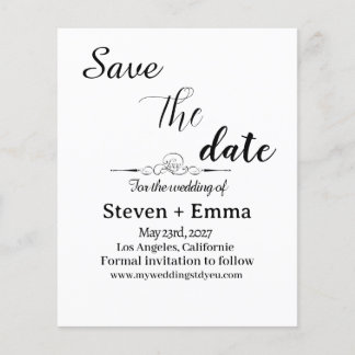 Budget elegant Wedding Save the Date stationery Flyer