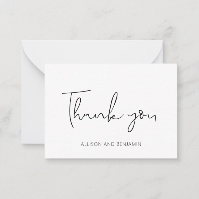 BUDGET Elegant Wedding Small Thank You Note Card (Front)