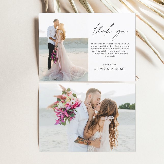 Budget Elegant Wedding Thank You Photo Card (Creator Uploaded)