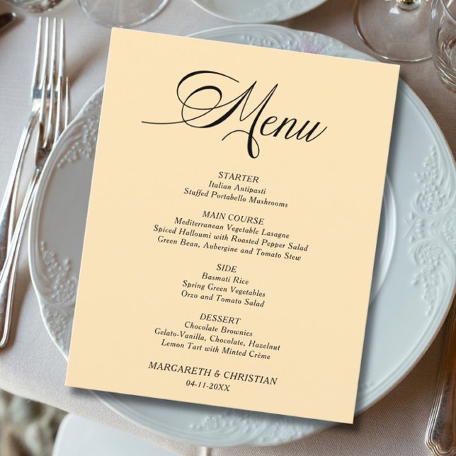 Budget Elegant Wheat Minimalist Wedding Menu (Creator Uploaded)