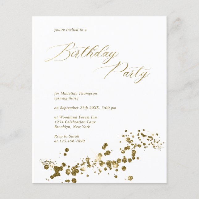 BUDGET Elegant White Gold Confetti Adult Birthday (Front)