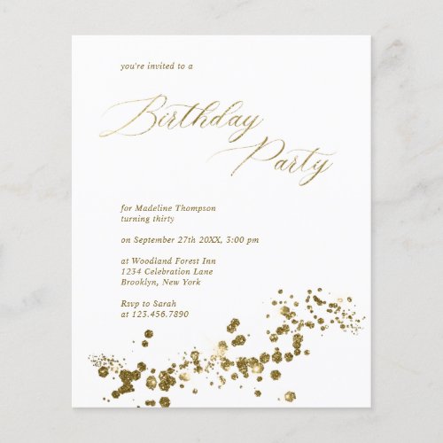 BUDGET Elegant White Gold Confetti Adult Birthday