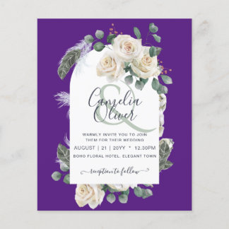 BUDGET Elegant White Roses Arch Wedding Invite Flyer
