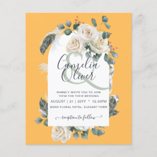 BUDGET Elegant White Roses Arch Wedding Invite Flyer
