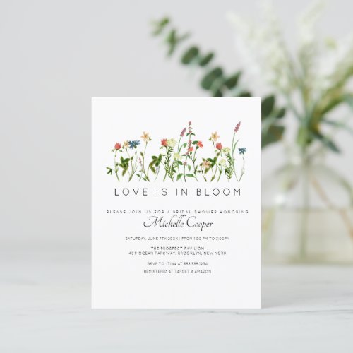 Budget Elegant Wildflower Bridal Shower Invitation