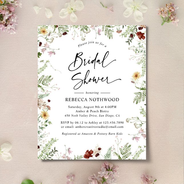 Budget Elegant Wildflower Bridal Shower Invitation (Creator Uploaded)