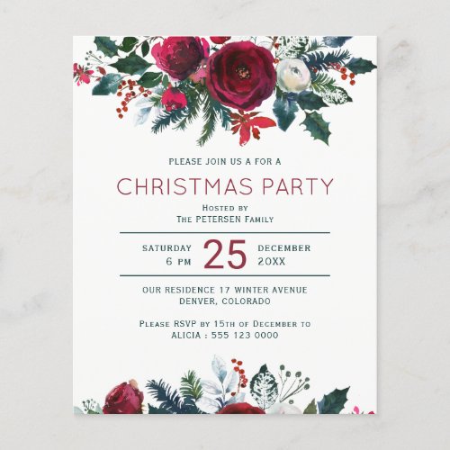 Budget elegant winter Christmas party invitation