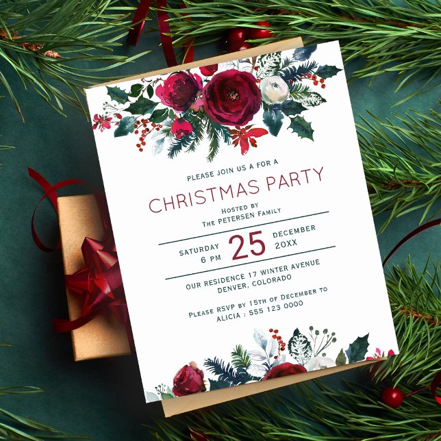 Budget elegant winter Christmas party invitation (Creator Uploaded)