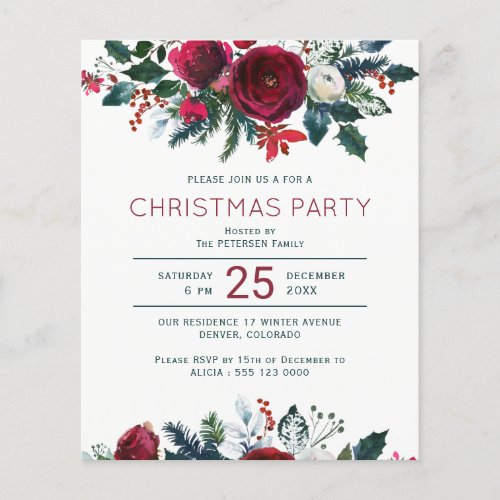 Budget elegant winter Christmas party invitation Flyer