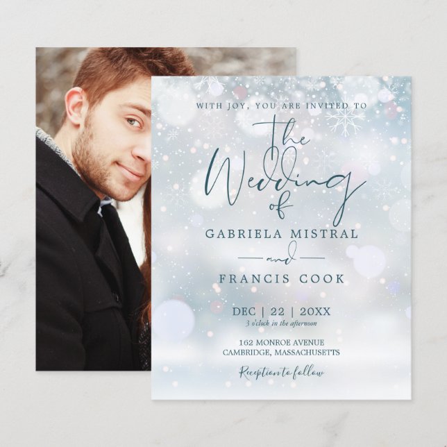 Budget Elegant Winter Wonderland Photo Wedding (Front/Back)