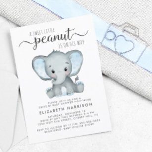 Budget Elephant Baby Boy Drive By Shower Invite
