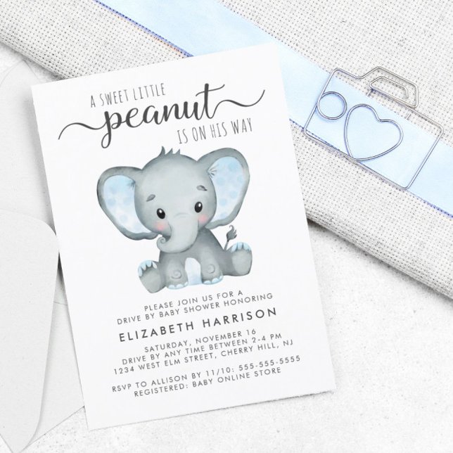 Budget Elephant Baby Boy Drive By Shower Invite (Creator Uploaded)