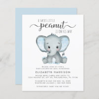 Budget Elephant Baby Boy Shower By Mail Invitation