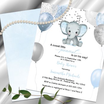 Budget Elephant Balloons Baby Shower Invitation by CelestialTidings at Zazzle