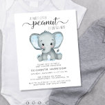 Budget Elephant Blue Baby Boy Shower Invitation<br><div class="desc">A cute and budget-friendly baby boy shower invitation featuring "A Sweet Little Peanut is on His Way" written in a mixture of soft grey modern typography and stylish script, and a pastel blue watercolor of a baby elephant. You can personalize the mother's name and shower details in simple grey typography....</div>