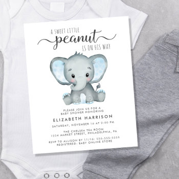 Budget Elephant Blue Baby Boy Shower Invitation by JulieHortonDesigns at Zazzle