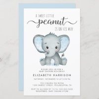 Budget Elephant Blue Baby Shower Invitation