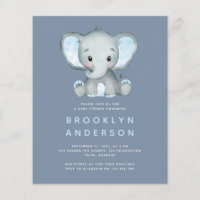 BUDGET Elephant Boy Baby Shower Invitation