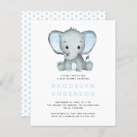 BUDGET Elephant Boy Baby Shower Invitation