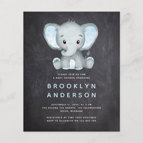 BUDGET Elephant Boy Baby Shower Invitation