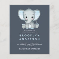 BUDGET Elephant Boy Baby Shower Invitation