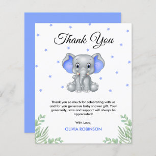 Budget Elephant Boy Baby Shower Thank You Card