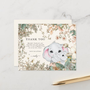 Budget Elephant Cream Baby Shower Thank You