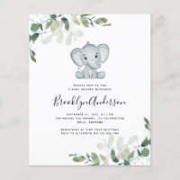 BUDGET Elephant Eucalyptus Baby Shower Invitation
