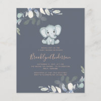 BUDGET Elephant Eucalyptus Baby Shower Invitation