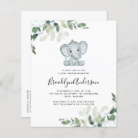 BUDGET Elephant Eucalyptus Baby Shower Invitation