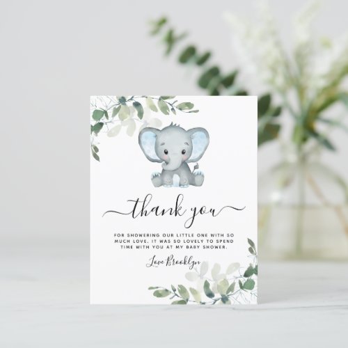 BUDGET Elephant Eucalyptus Baby Shower Thank You