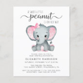Budget Elephant Pink Baby Girl Sprinkle Invitation (Front)