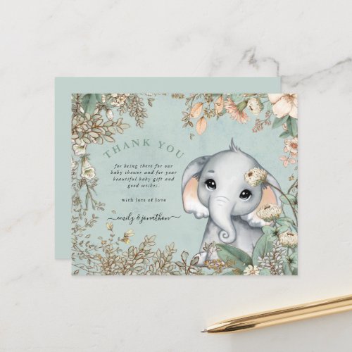 Budget Elephant Powder Blue Baby Shower Thank You