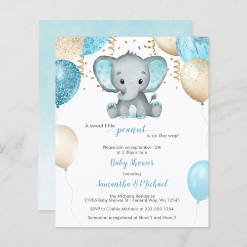 BUDGET Elephant Turquiose Balloons Baby Shower 