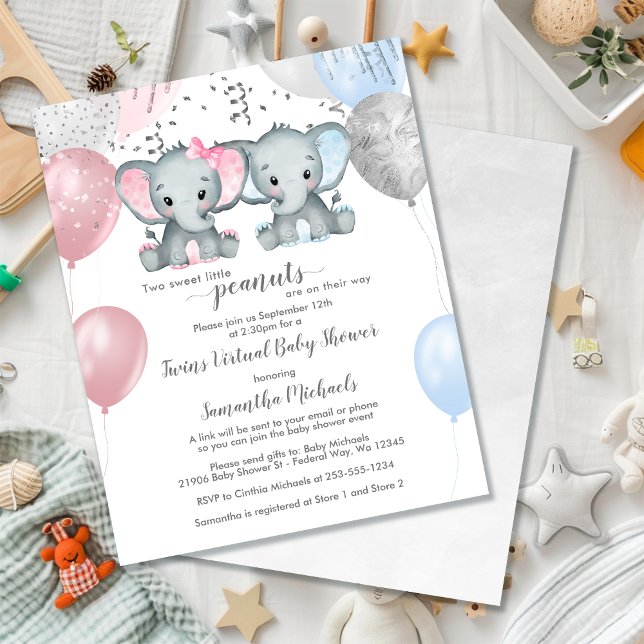 Budget Elephant Twins Balloon Virtual Baby Shower (Budget Elephant Twins Balloon Virtual Baby Shower)