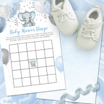 BUDGET Elephant Watercolor Baby Shower Bingo Card