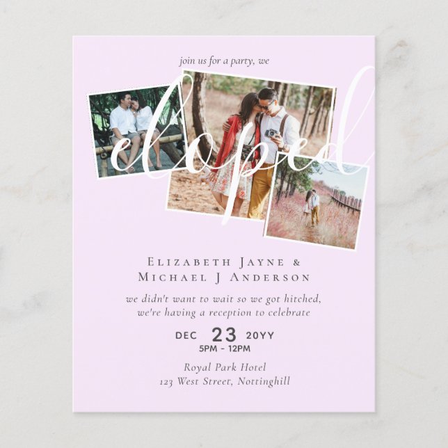 BUDGET Elopement Invitations PHOTO Collage (Front)