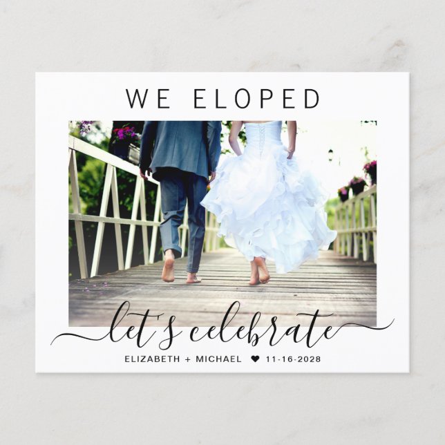 Budget Elopement Photo Reception Invitation (Front)