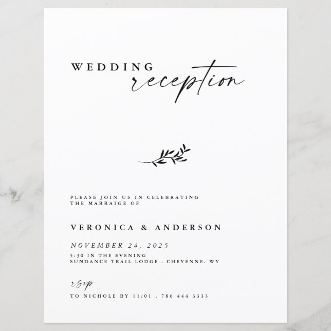 Budget Elopement Reception Wedding Photo Invite (Front)