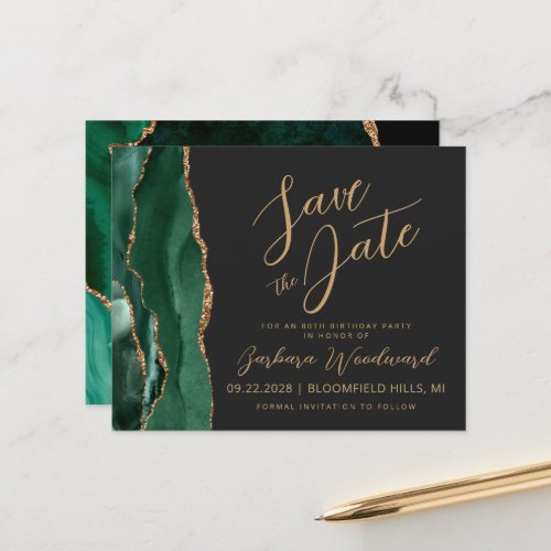 Budget Emerald Agate 80th Birthday Save the Date