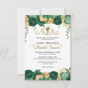 BUDGET Emerald Floral Victorian Bridal Shower Note Card