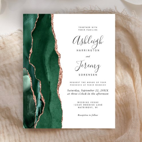 Budget Emerald Green Agate Rose Gold Wedding