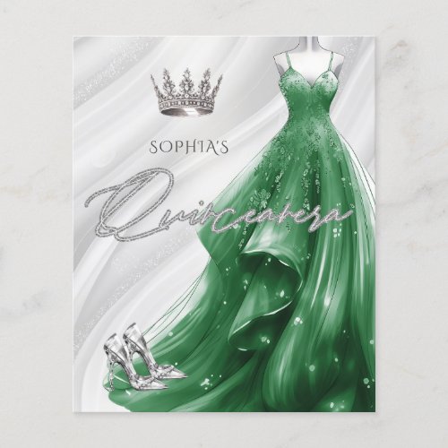 Budget Emerald Green Dress Quinceaera Invitation