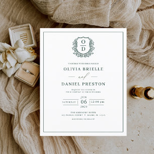 Budget Emerald Green Elegant Wedding Invitation Flyer