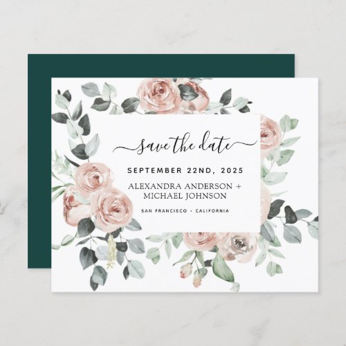 Budget Emerald Green Floral Save the Date