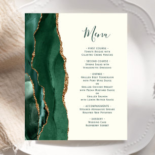 Budget Emerald Green Gold Agate Ivory Wedding Menu
