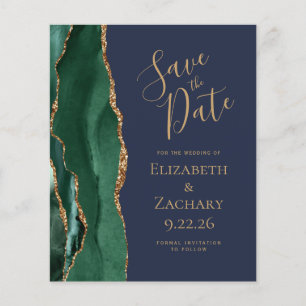 Budget Emerald Green Gold Agate Navy Save the Date